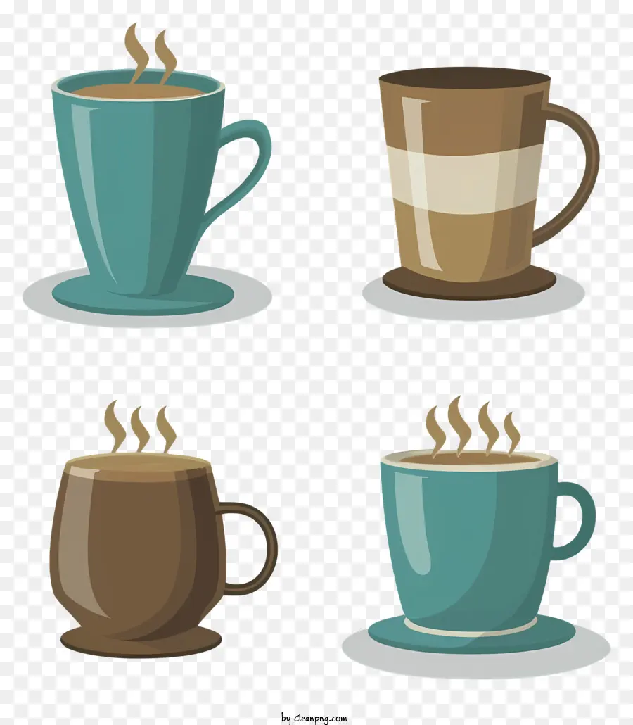 cà phê - Ba cốc cà phê, hơi nước, màu sắc khác nhau, nền tối