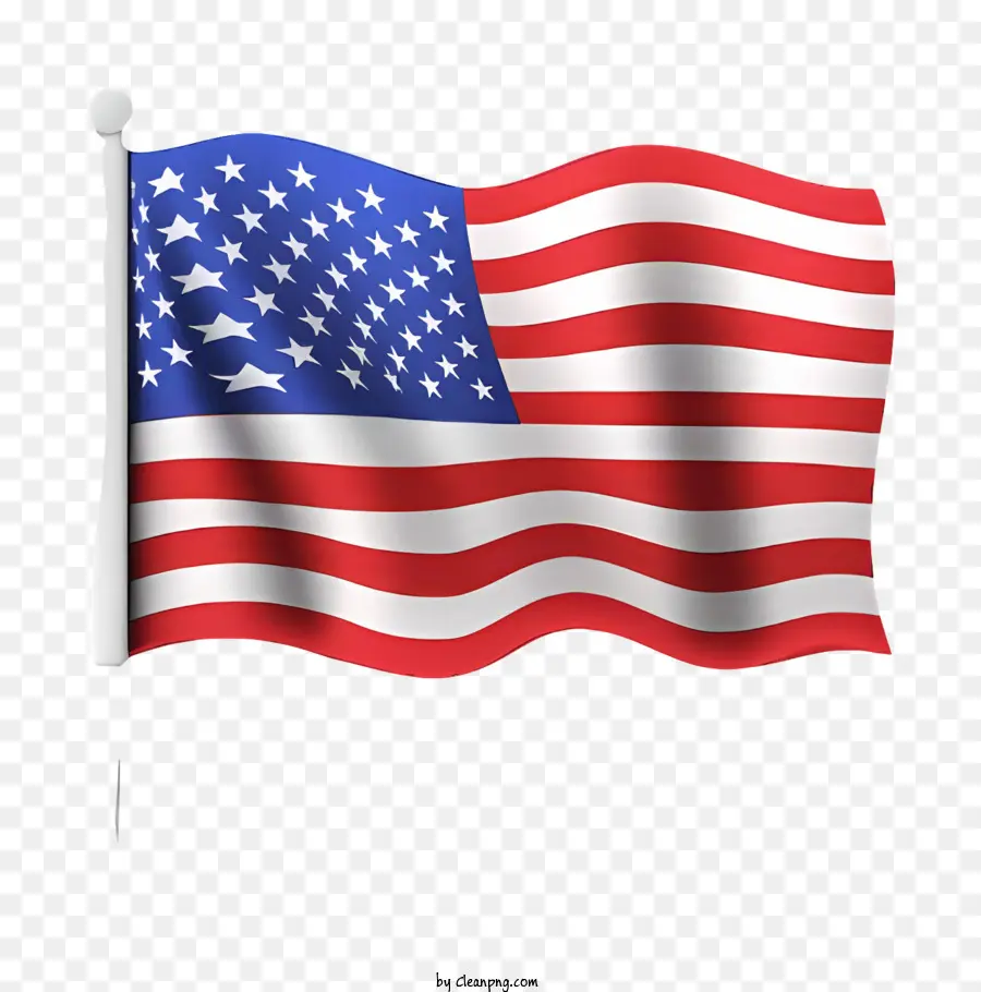 amerikanische Flagge - Amerikanische Flagge winkt auf schwarzem Fahnenmast