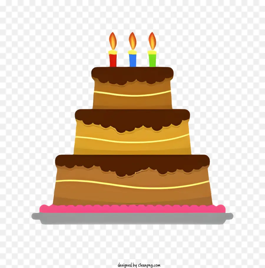 Torta di compleanno - Torta al cioccolato a tre livelli con candele illuminate