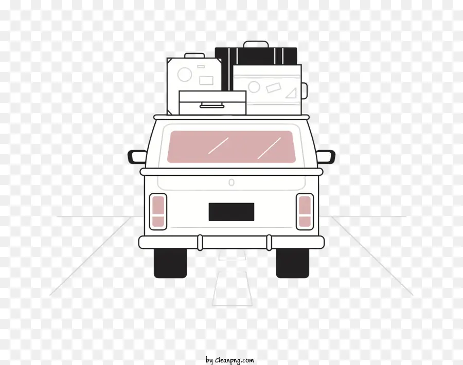 Icona parole chiave per camion bagagli - Camion bianco e nero con bagagli sul tetto