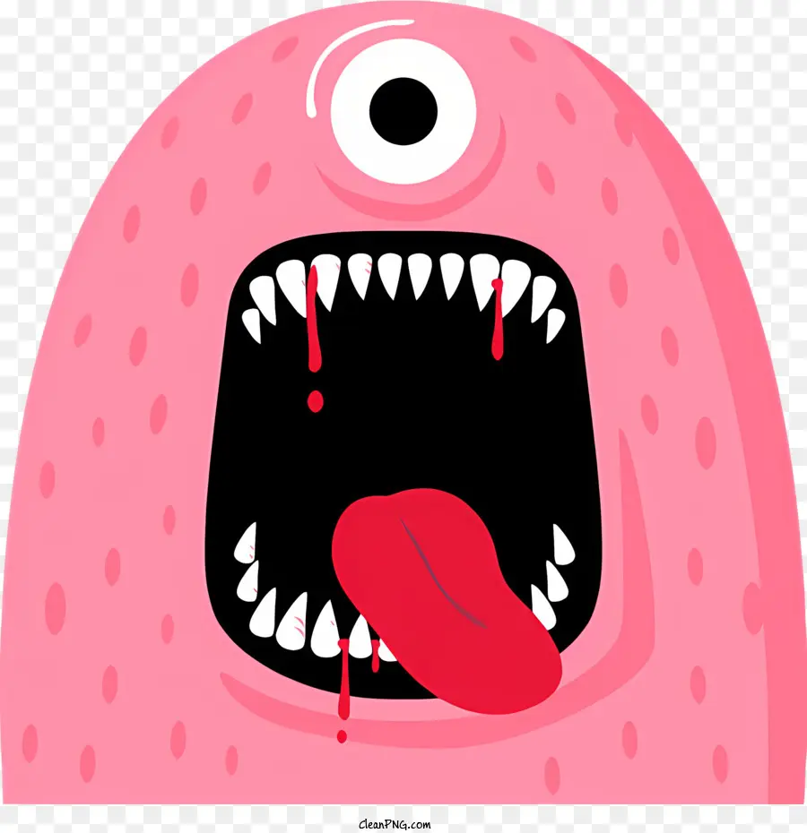 Icon Cartoon Monster Pink Monster lächelnd Monsterzunge raus - Lächelnder rosa Cartoon -Monster, der die Zunge herausstreckt