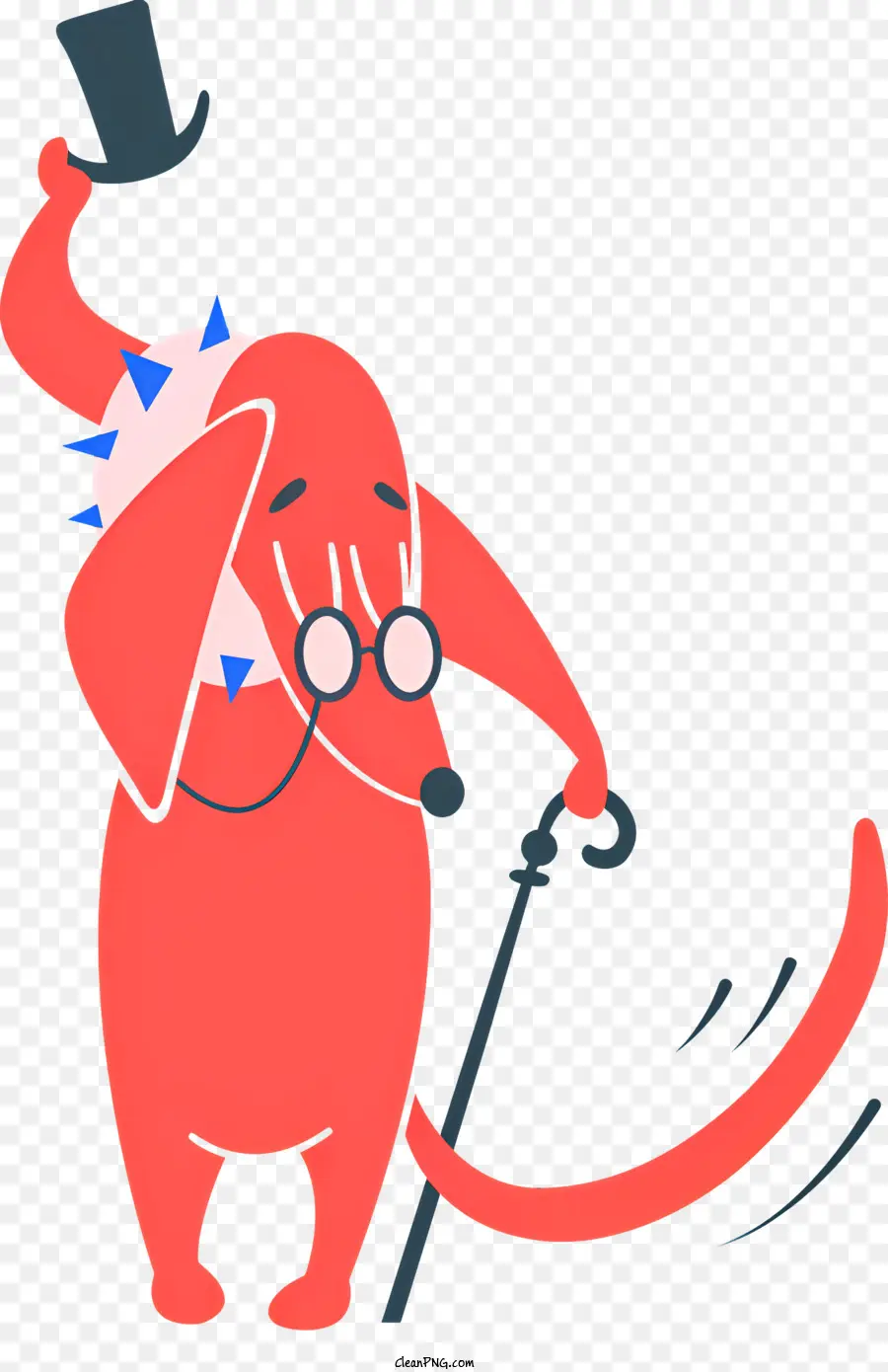 cartoon Hund - Cartoon Dog tanzt mit Top -Hut und Rohrstock