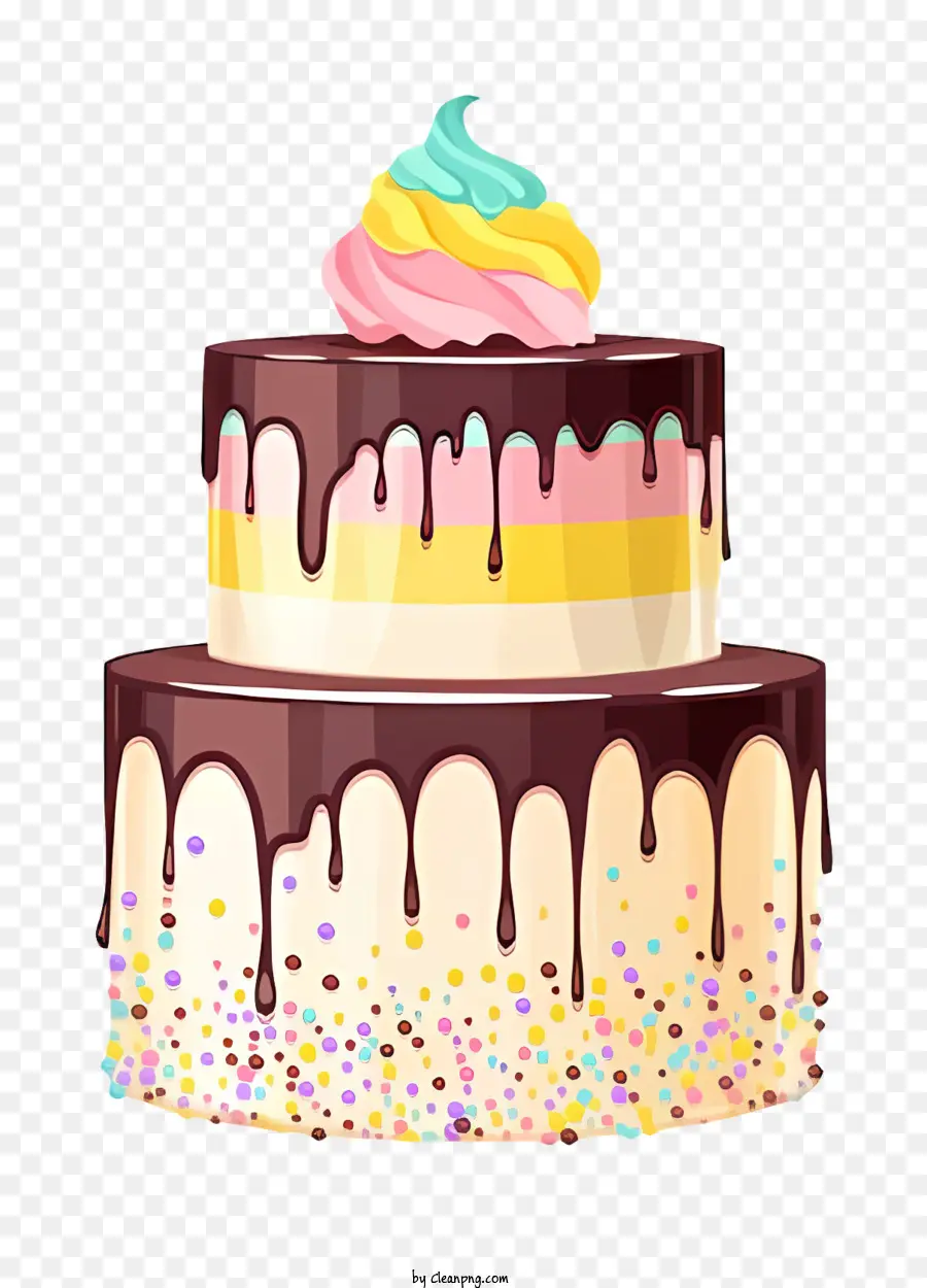 Torta di compleanno - Torta al cioccolato a tre livelli con spruzzi colorati