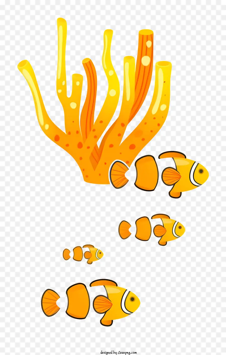icona piccola pesce anemone oceano tentacolo - Pesce nuotare vicino ad anemone con lungo tentacolo