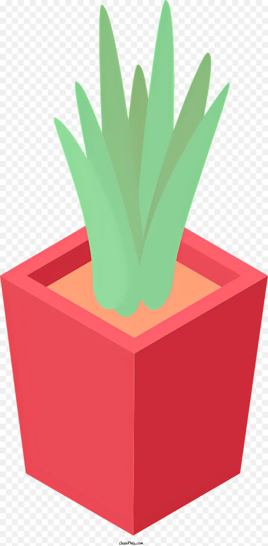icon red pot green plant black background round base