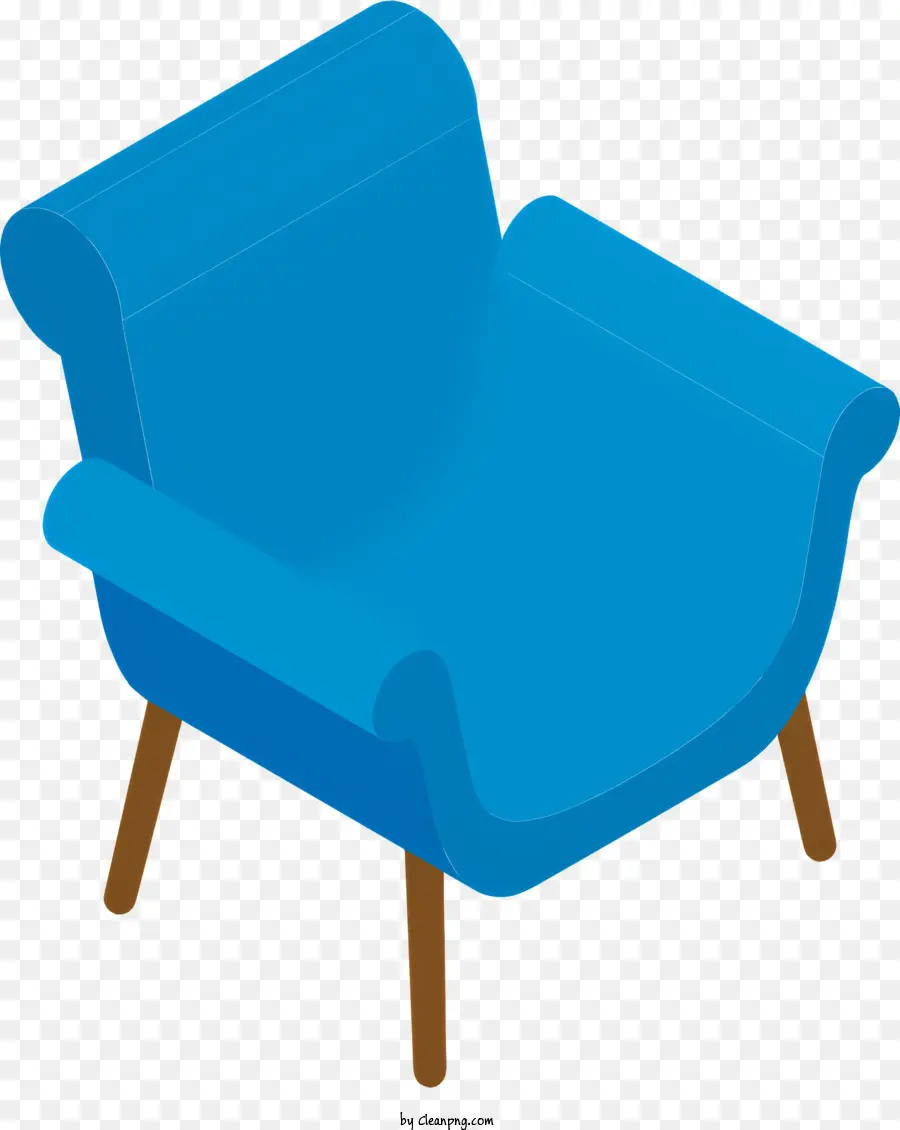 icon blue armchair wooden base seat cushion back support