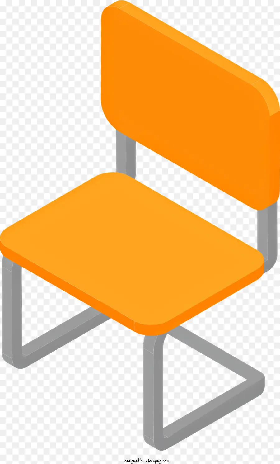 Cartoon Orange Stuhl Rechteckige Stuhl im Hintergrundstuhl offener vorderster Stuhl - Orange minimalistischer Stuhl mit Metallbeinen und Stoffsitz