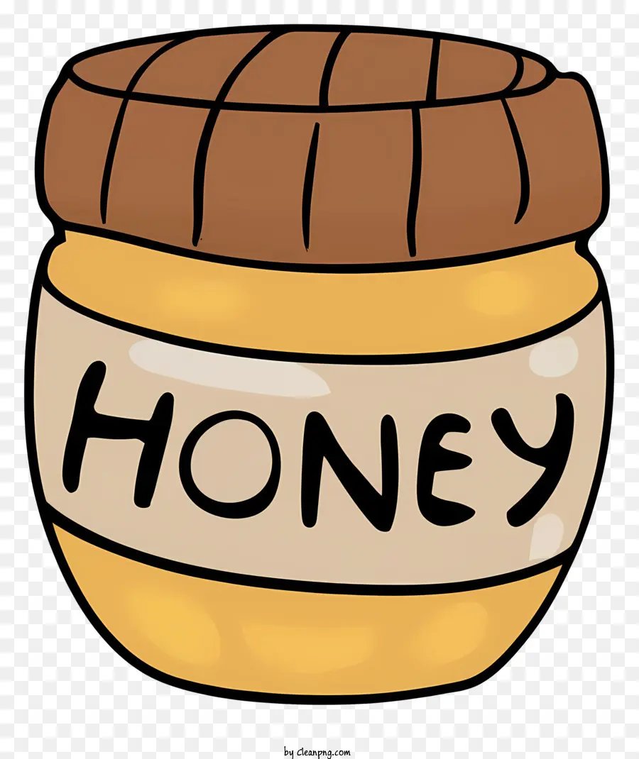 cartone animato barattolo di miele marrone giallo - Jar baratto di miele stilizzato: marrone con etichetta gialla