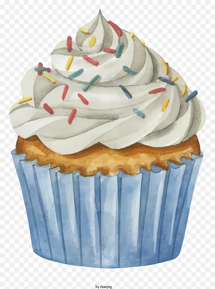 Geburtstagskuchen - Weißer Kuchen mit blauem Zuckerguss und Streusel