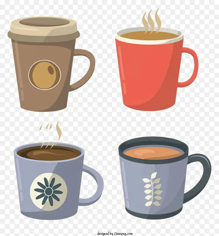 tazze da cartone animato tazze in ceramica tazze colorate - Quattro tazze in ceramica di diversi colori e design