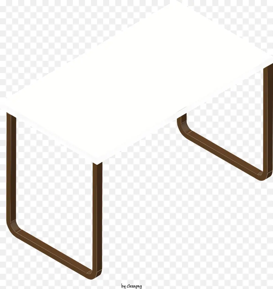 icona tavolo rettangolare gambe in legno marrone top marrone superficie semplice - Tavolo rettangolare con top bianco, gambe marroni