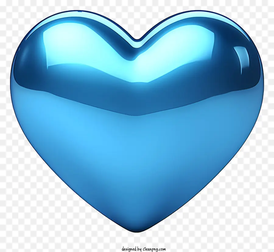 Heart Blue Heart Metal Metal Surface riflettente Oggetto lucido - Cuore blu metal su sfondo nero; 
lucido e riflessivo