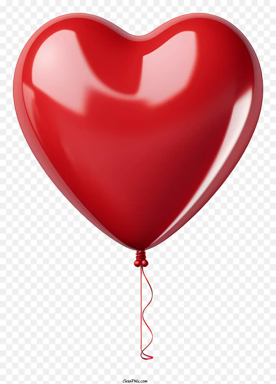 Roter Ballon - Roter herzförmiger Ballon schwimmt in schwarzem Hintergrund
