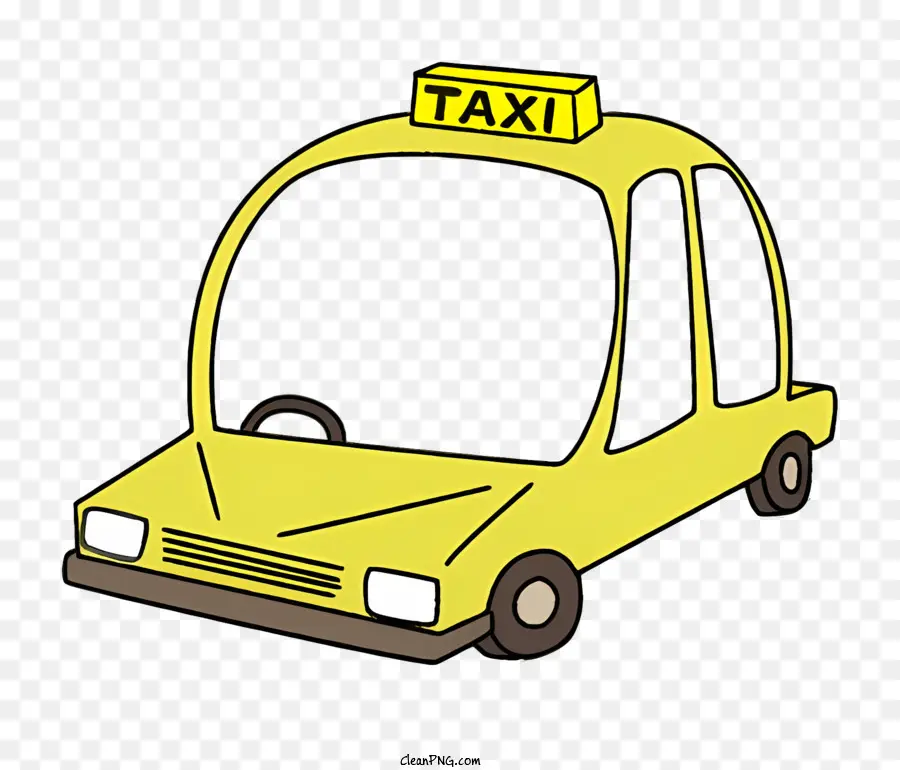 Icon Gelb Taxi Taxi Schild Cartoon Bild Hinterräder - Einfaches Zeichentrickbild des gelben Taxi -Taxis