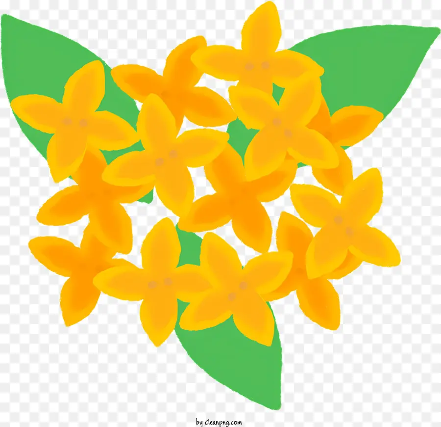 xanh lá - Bóng hoa màu vàng với những chiếc lá màu xanh lá cây cuộn tròn