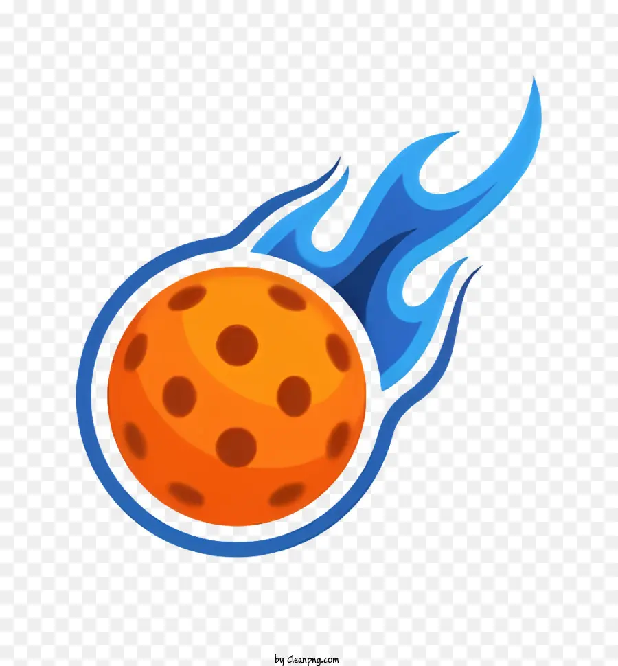 icona Cartoon Tennis Ball Fire Tennis Ball Orange Tennis Ball Giallo e Fiamme arancione - Cartoon Orange Tennis Ball Engulfed in Fiames