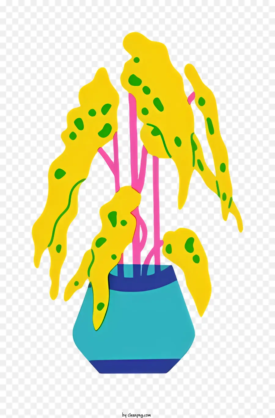 icona piccola pianta in vaso foglie verde brillante fiori blu pentola blu - Piccola pianta in vaso con foglie verdi e fiori rosa