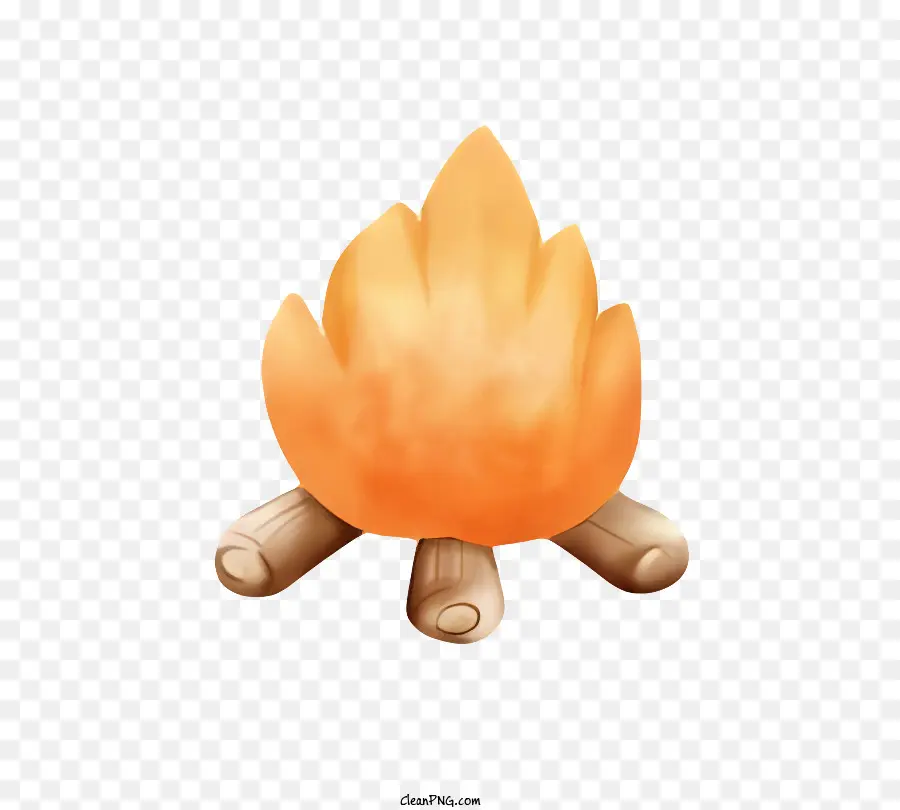 icona fuoco di legno di legno fiamme fumo - Dipinto digitale di un falò su un moncone