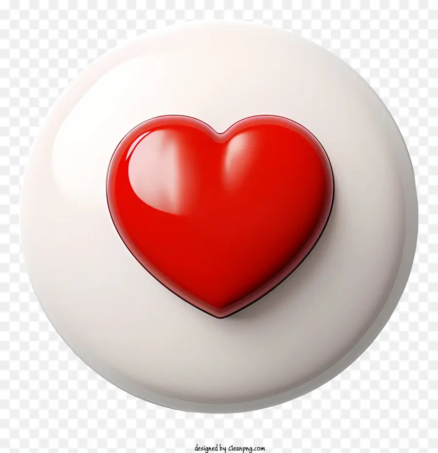 Il Giorno di san valentino - Pulsante rosso a forma di cuore con goffratura testurizzata sul bianco