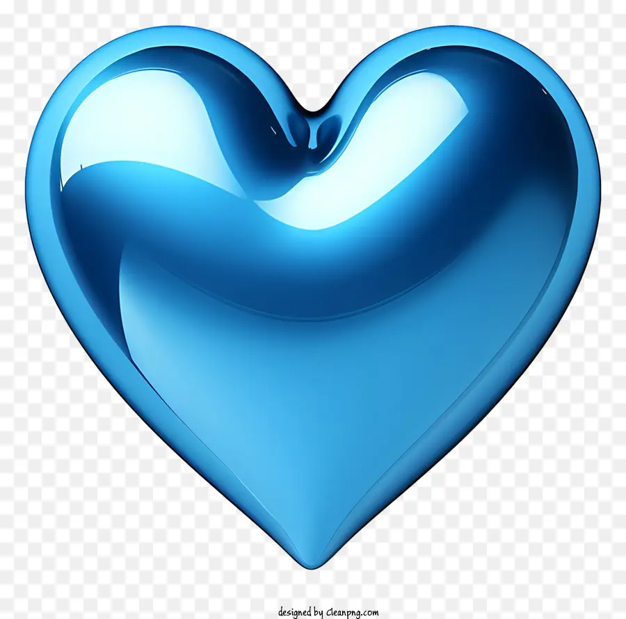 Herzform - Glänzendes blaues Herz mit glatte Oberfläche, schwebend