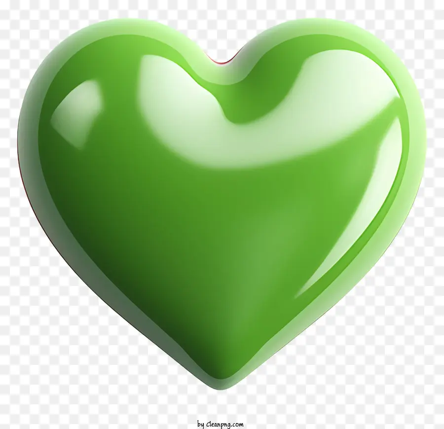 a forma di cuore - Forma del cuore verde sullo sfondo nero, finitura riflettente