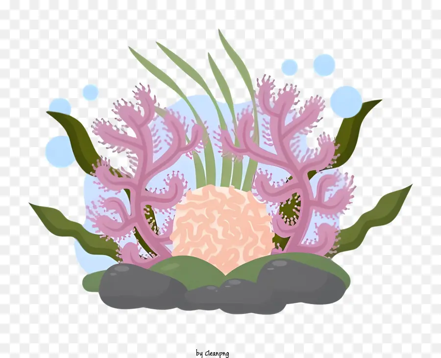 Icon Unterwasser -Landschafts Gesteinsformation kleine Pflanzen Kelp - Unterwassergesteinsbildung mit kleinen Pflanzen und Wassertropfen