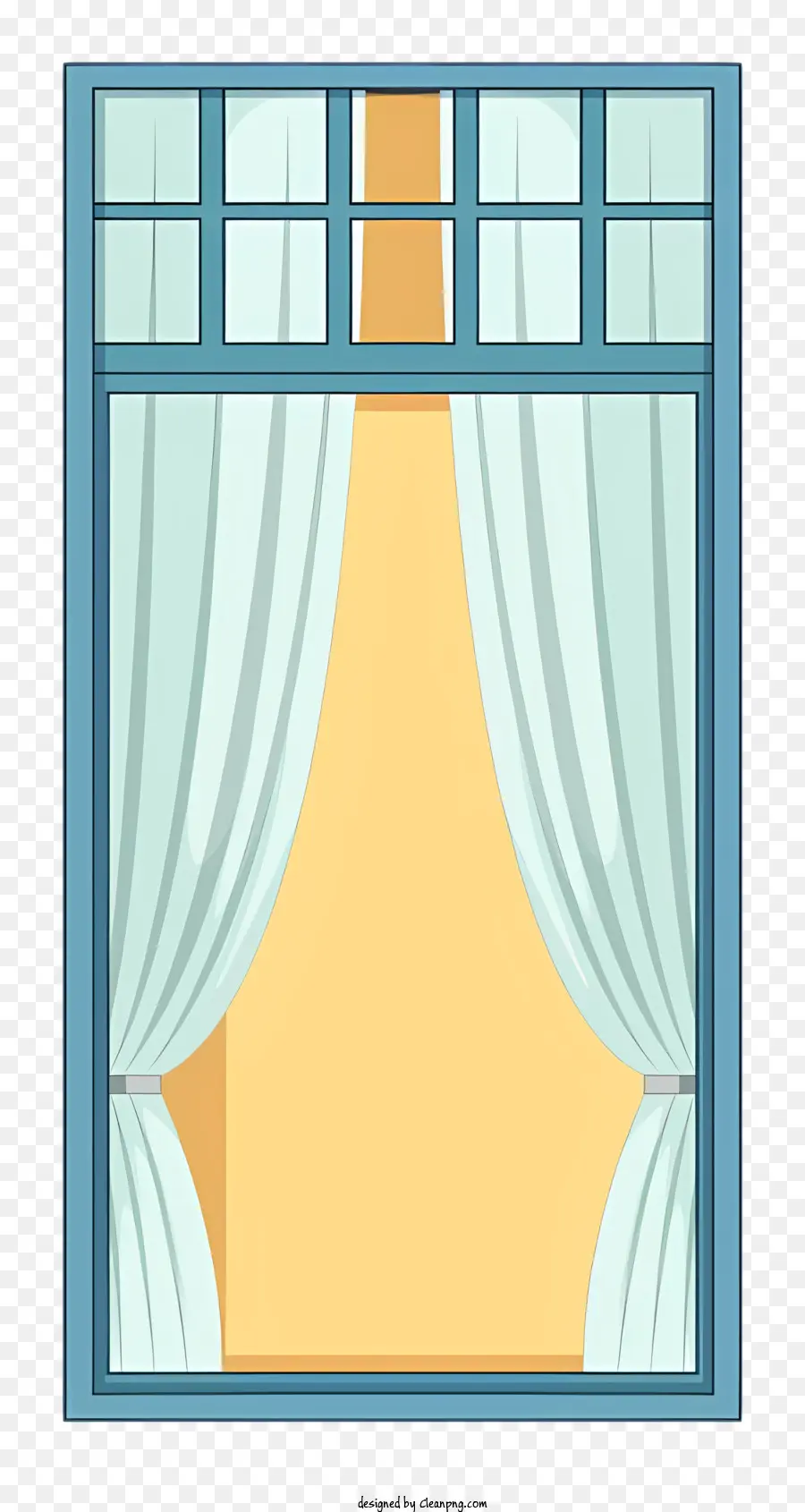 Icon Fenstervorhänge Holzkornfenster weiße Vorhänge Fransen Vorhänge - Fenster mit offenen Vorhängen, die leerer Raum enthüllen