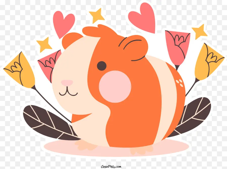 icon guinea pig flowers leaves smiling