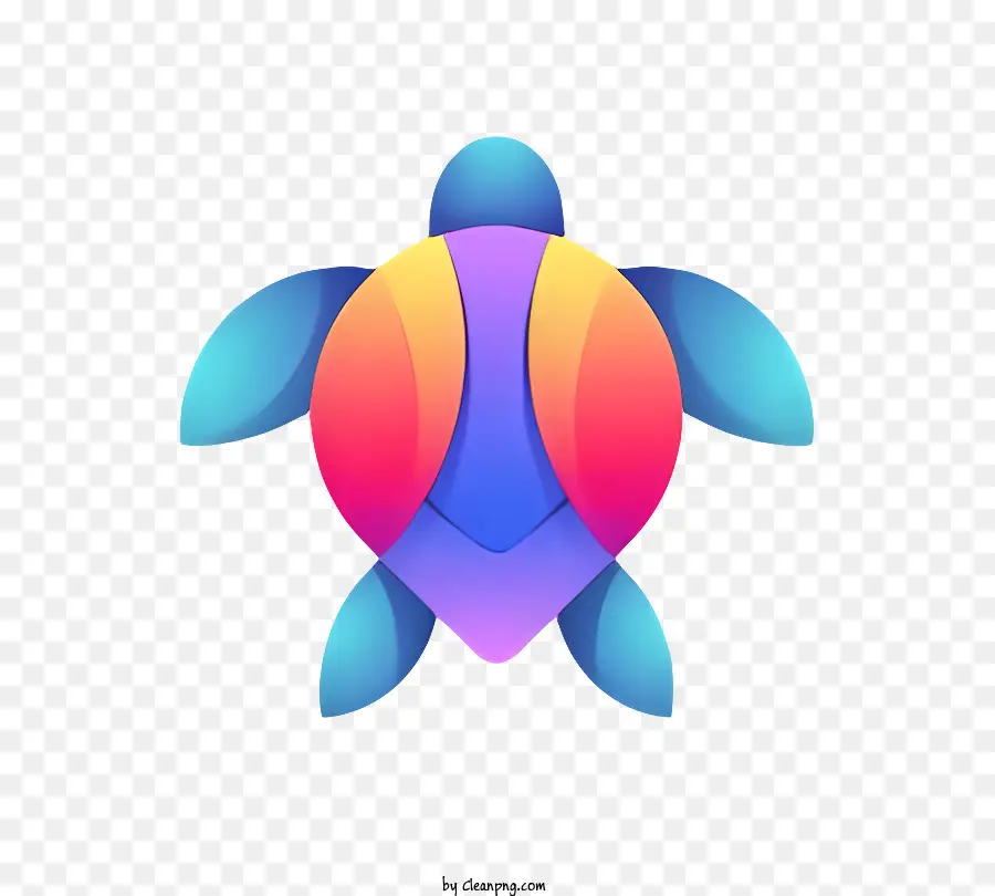 icon colorful sea turtle heart shaped head upward curving tail bright pink body