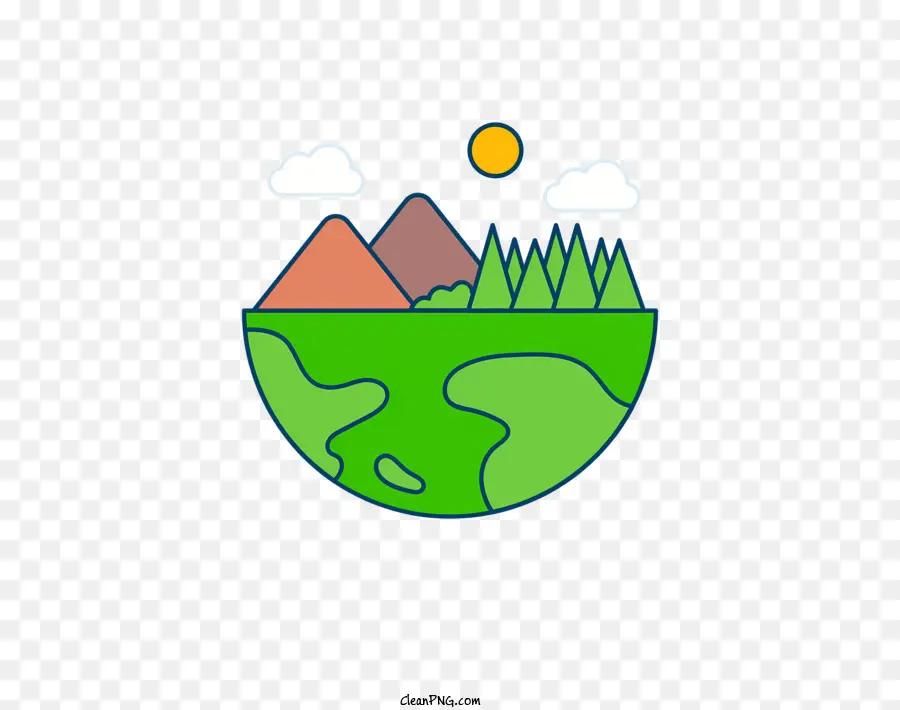 Icon Paindape Painting Stilized Illustration Mountain Scenery River in Nature - Illustrazione paesaggistica stilizzata con cielo e fiume colorati