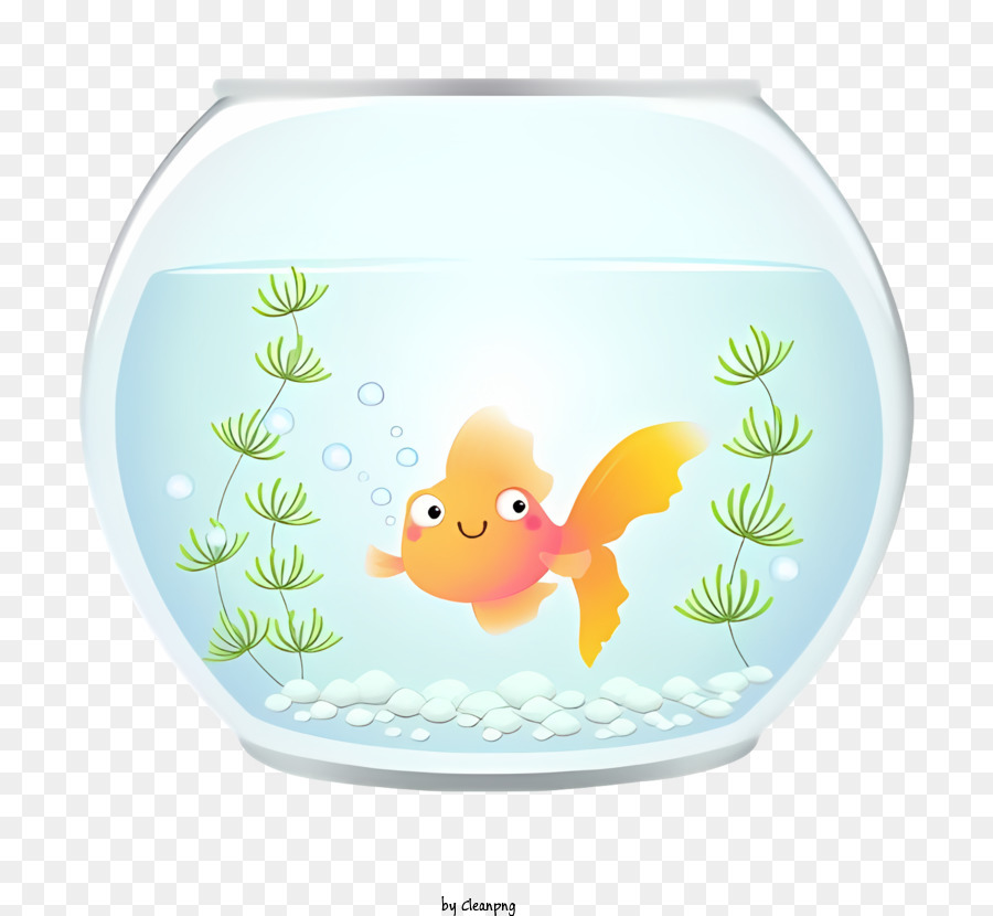 Goldfish - Goldfish swimming in bowl, looking up at camera