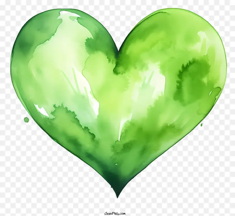 a forma di cuore - Il cuore verde con gocce d'acqua simboleggia l'amore
