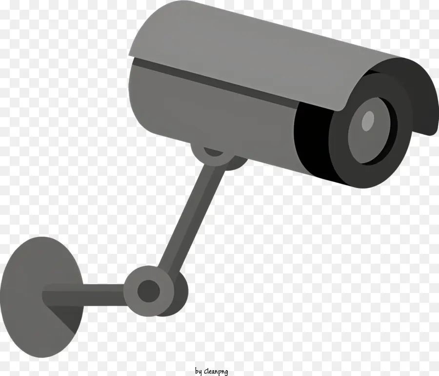 Cartoon -Überwachungsüberwachung CCTV -Kamera -Stange - Schwarz -Weiß -Überwachungskamera auf Metallstange