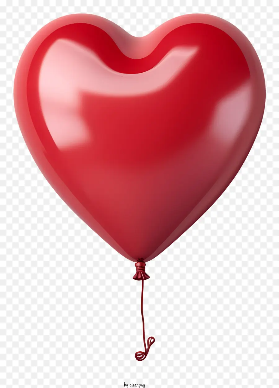 Roter Ballon - Rotherzförmiger Ballon schwebt in einer dunklen, fiktiven Umgebung