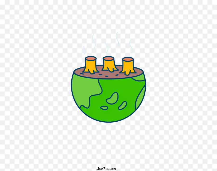 Cartoon Cartoon Illustration Grüne Globus glühende grüne Lichter Erde in Brand - Cartoon Erde in Feuer mit grünen Lichtern