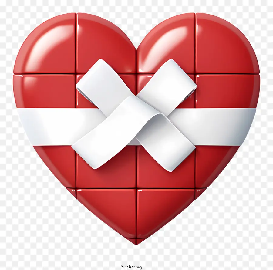 Herzrotes Herz weißes Bogen Puzzle Stück Spiel Stück - Rotes Herz mit weißem Bogen; 
Puzzle-/Spielstück