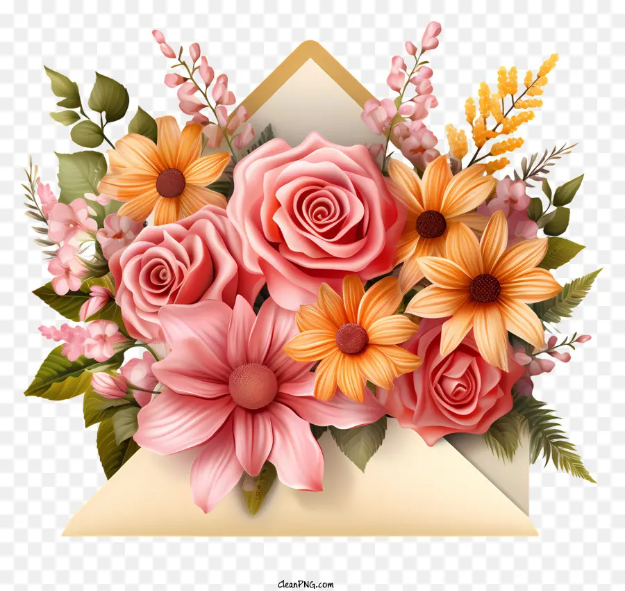 Umschlag - Umschlag mit farbenfrohen Blumenstrauß