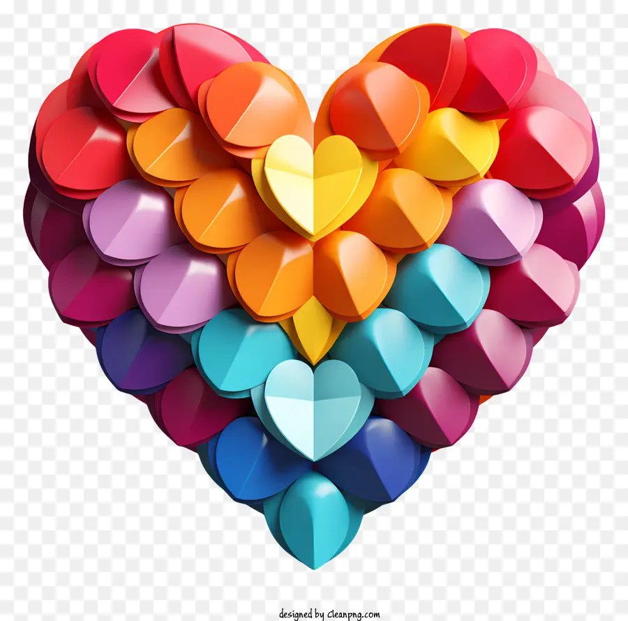 trái tim - Trái tim đầy màu sắc làm bằng cách cắt giấy trên nền tối