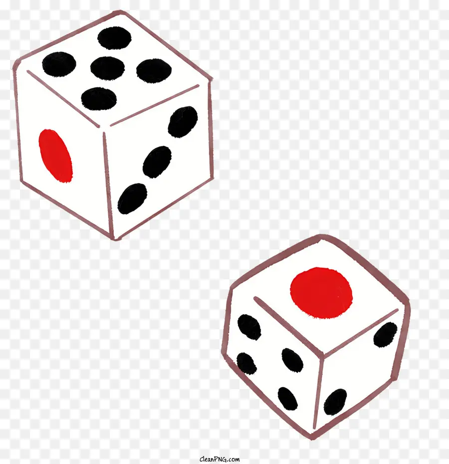Icon Dice Schwarze Flecken rote Flecken zwei Würfel - Einfache Darstellung von zwei Würfel mit Flecken