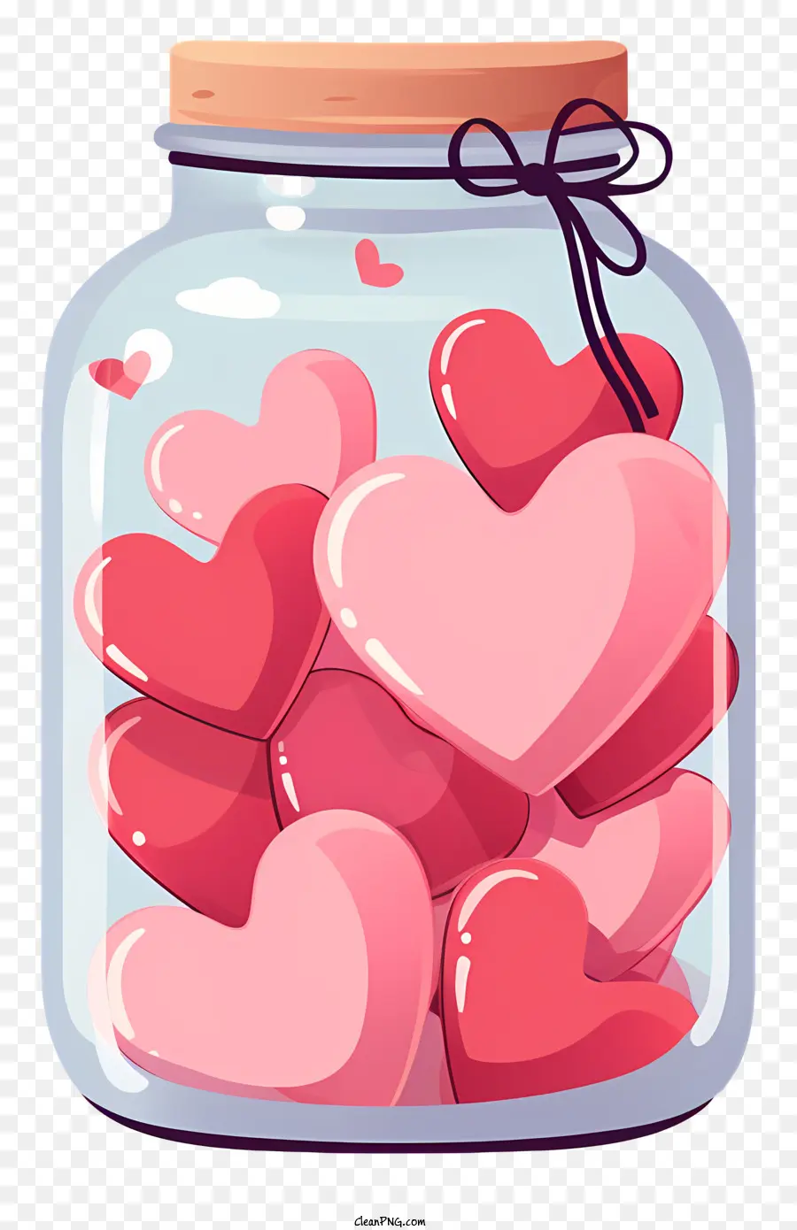 mason jar with heart transparent glass jar pink heart-shaped candy black background bendable handle