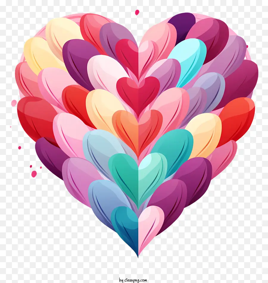 Oggetto a forma di cuore a forma di cuore forme colorate migliorate con motivi circolari a colori - La forma del cuore colorata circondata da forme e linee