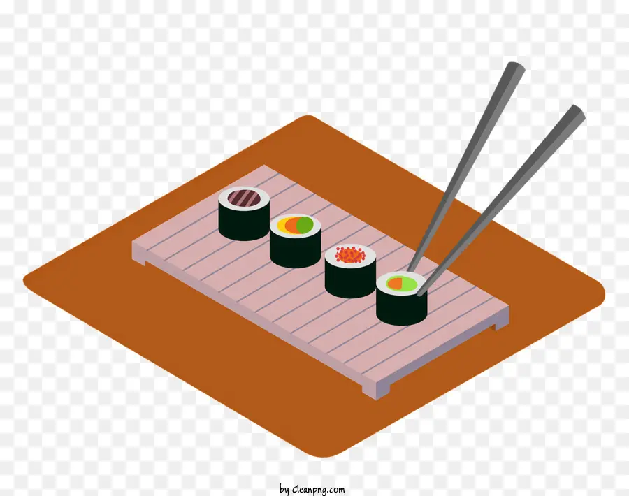 Sushi - Sushi -Tablett mit Vielfalt an Belägen und Sojasauce