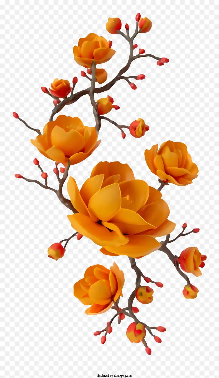 Cartoon Orange Flowers Bouquet Black Sfondo petali - Bouquet di fiori d'arancia su sfondo nero semplice