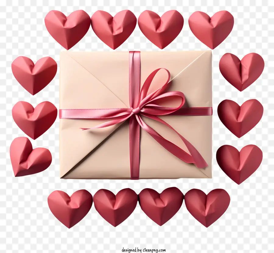 Valentinstag - Mit rosa Herzen und Bogen eingewickelt