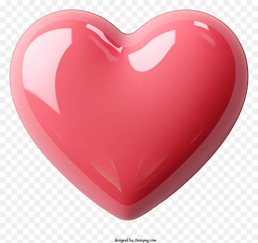 Herz rosa Herz glatte Oberfläche glänzende Oberfläche Feste Form fester Form - Glattes, glänzendes rosa Herz auf einem schwarzen Hintergrund