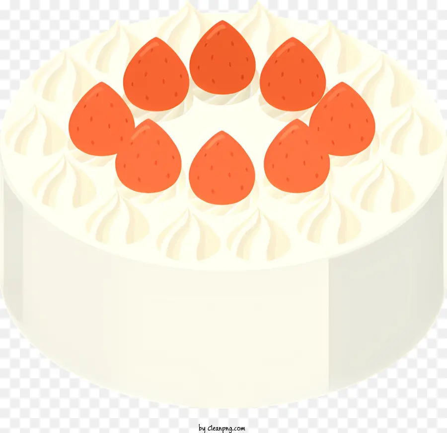 Biểu tượng bánh trắng sương mù dâu tây tự chế Frosting - Lớp đơn, bánh mờ trắng với dâu tây