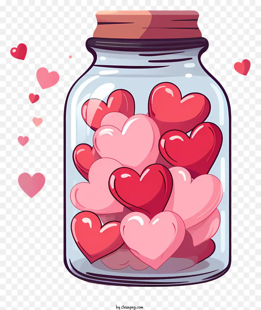 Mason Jar với trái tim hình trái tim Kices Glass Jar Pink Kicdies Red - Lọ thủy tinh chứa đầy kẹo hình trái tim