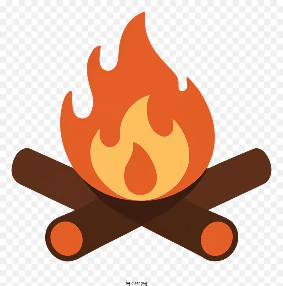 Cartoon Campfire Outdoor Activities Promotions Marketingkampagnen - Flaches Stilfeuer mit orangefarbenen Flammen und Rauch
