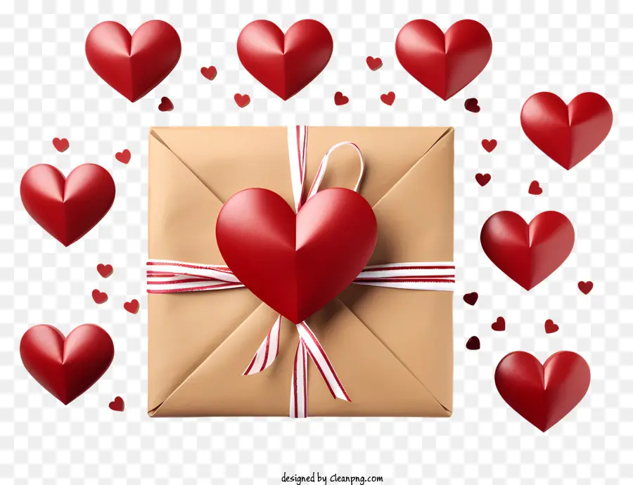 Geschenkbox - Geschenkbox mit rotem Band und Herzen