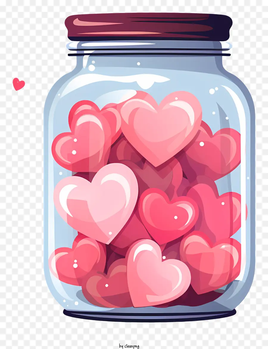 Mason Jar với trái tim trái tim màu hồng trong suốt hộp thủy tinh trong suốt trái tim rải rác những giọt chất lỏng - Trái tim màu hồng trong lọ trong suốt với các giọt chất lỏng